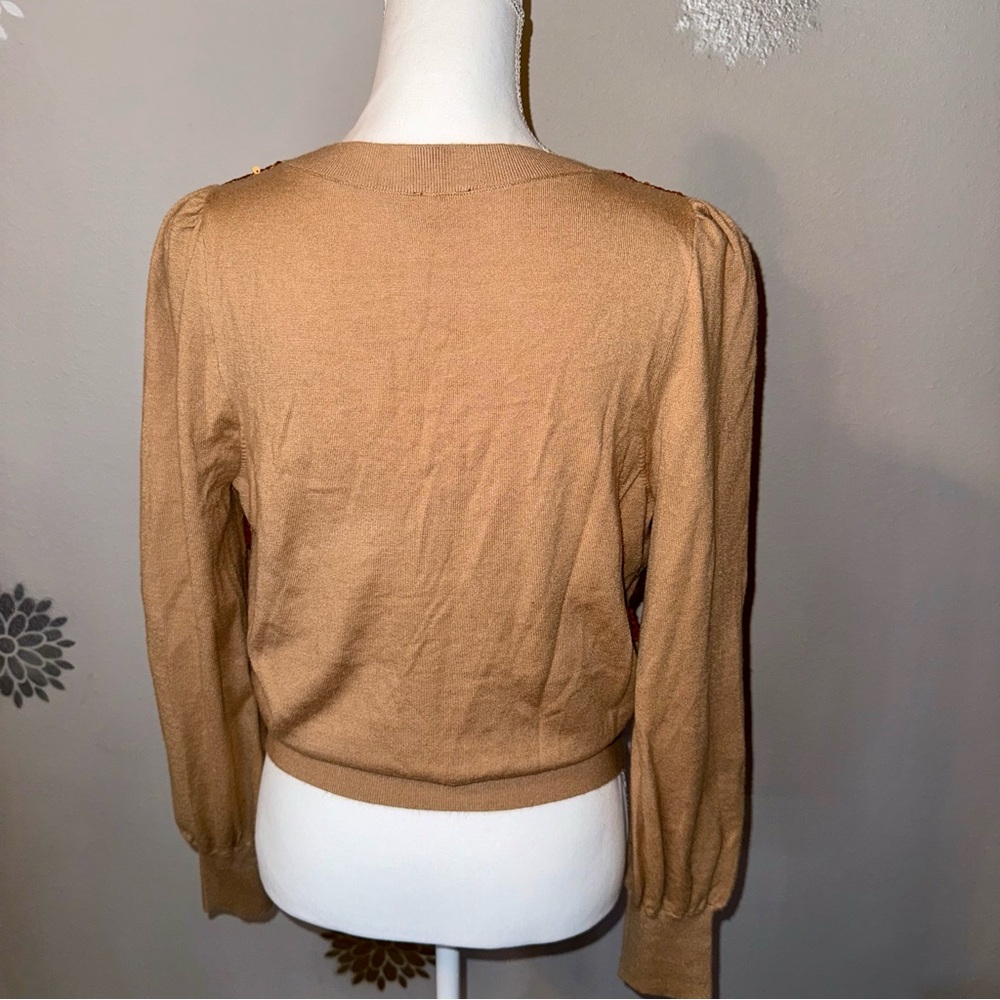 Gold Sequin Bling Glam Cardigan Sweater Holiday Party Festive Ladies Large - Picture 3 of 13